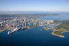 an aerial view of downtown Vancouver and the surrounding waters